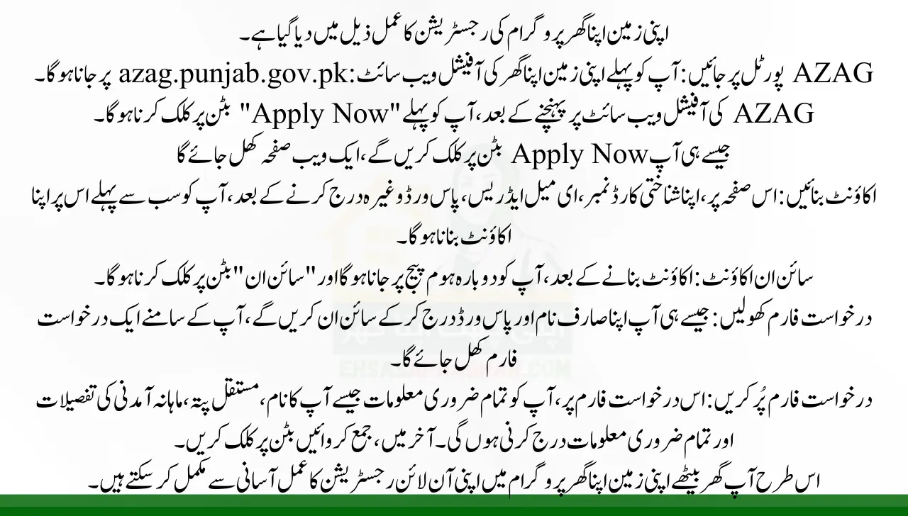 Apni Zameen Apna Ghar Program Registration Process